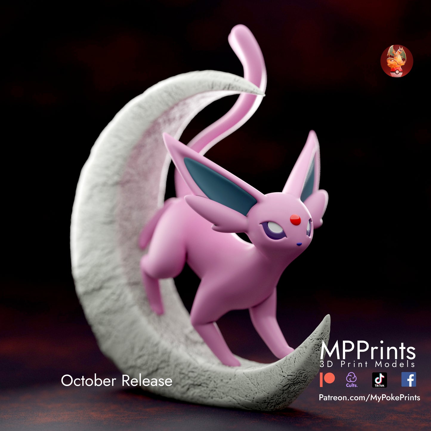Espeon on the Moon | Statue YET TO BE PRINTED